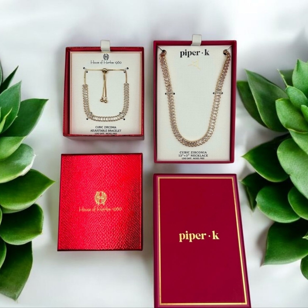 💛▪️House of Harlow ▪️1960 & Piper K Cubic Zirconia Bracelet and Necklace Set
